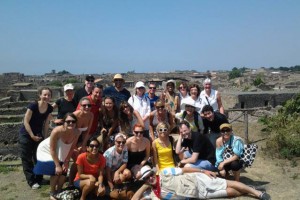 School Group in Pompeii Ruins